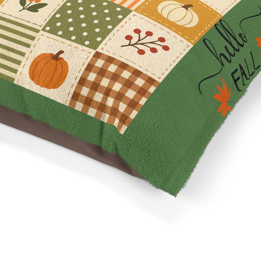 Hello Fall Patchwork Pumpkin Pet Bed