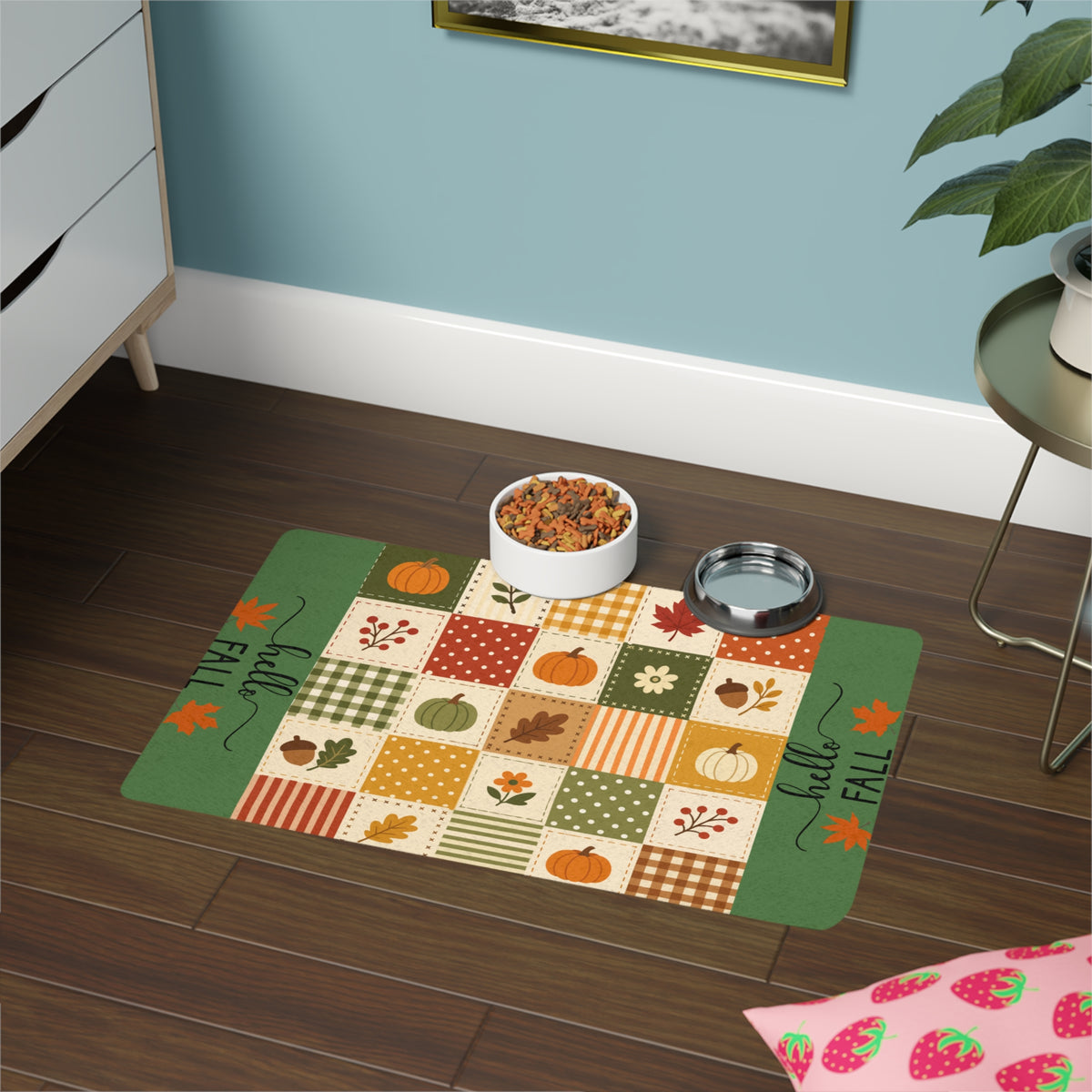 Hello Fall Pumpkin Patch Work Feeding Mat