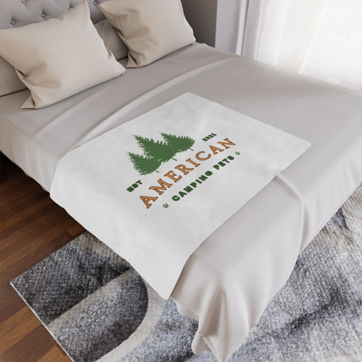 American Camping Pets Minky Blanket | Classic American Camping Pets Logo