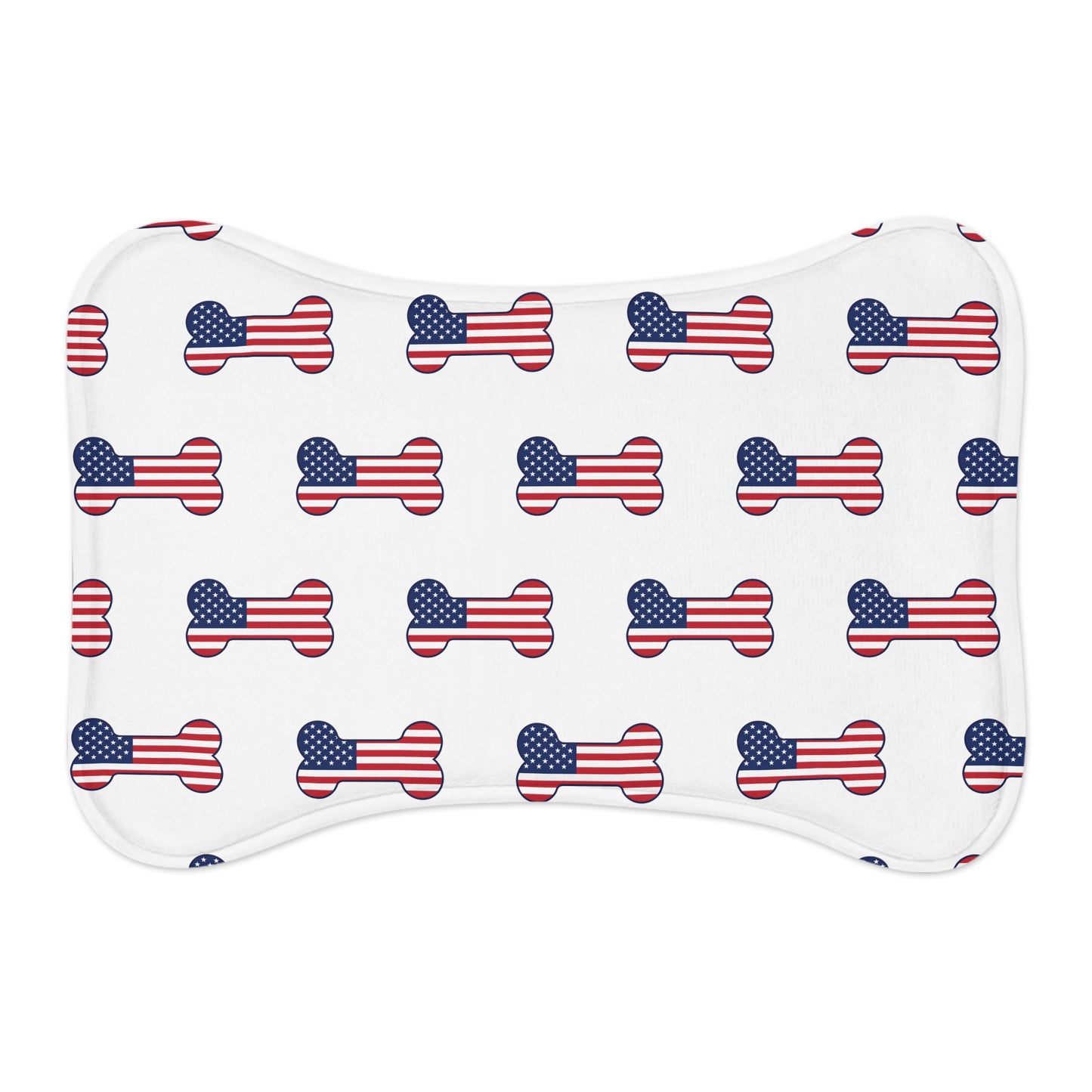 American Flag Dog Bone Pattern Pet Feeding Mat | Patriotic Dog Placemat