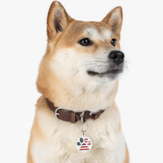 American Flag Paw Print Pet Tag