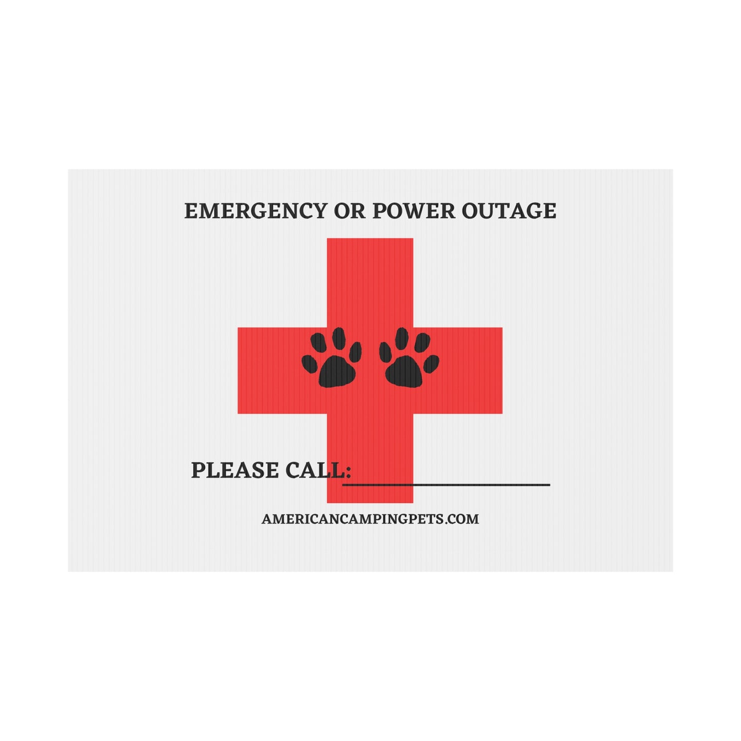 Pet Emergency Safety Campsite Sign