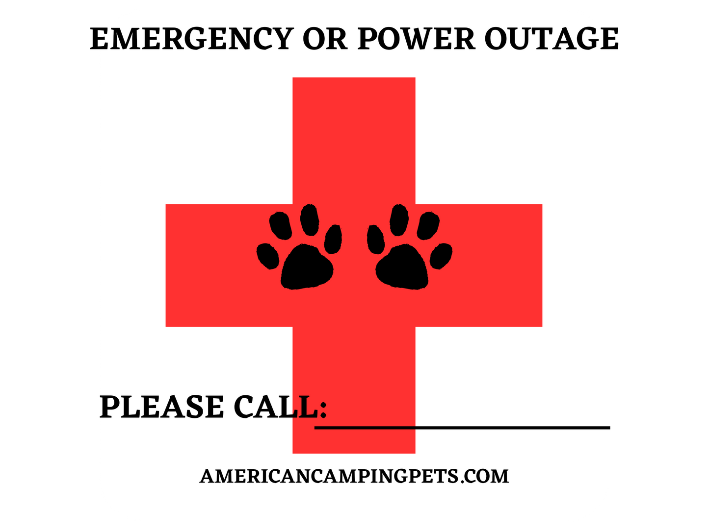 Pet Emergency Safety Campsite Sign