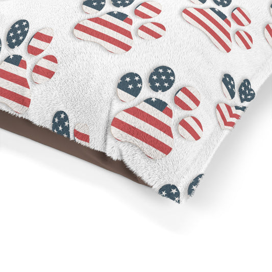 American Flag Paw Print Pet Bed | Patriotic Dog Cat Bed