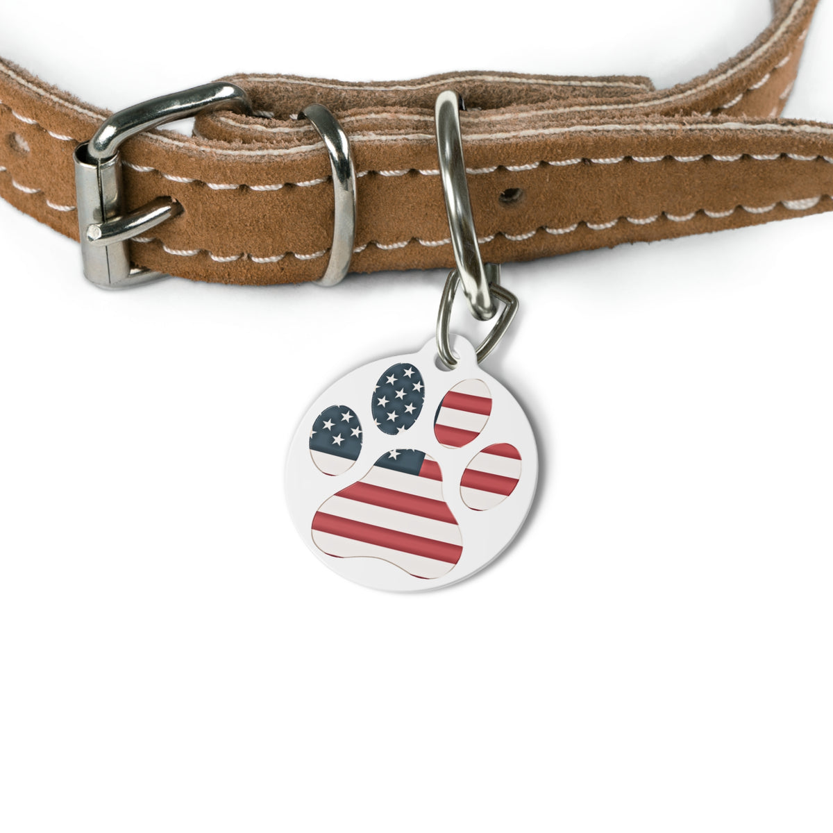 American Flag Paw Print Pet Tag