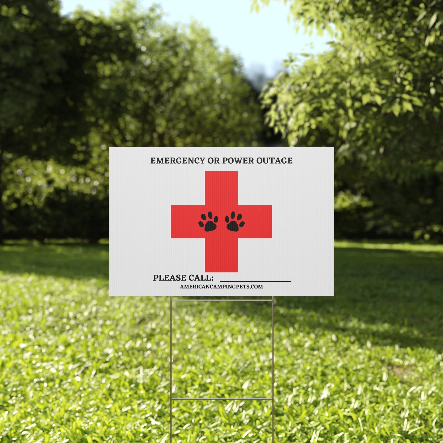 Pet Emergency Safety Campsite Sign