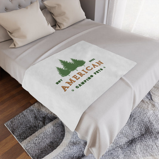 American Camping Pets Minky Blanket | Classic American Camping Pets Logo