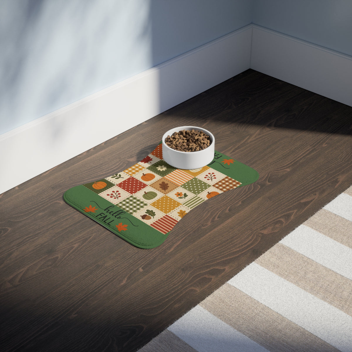 Hello Fall Patchwork Pet Feeding Mat