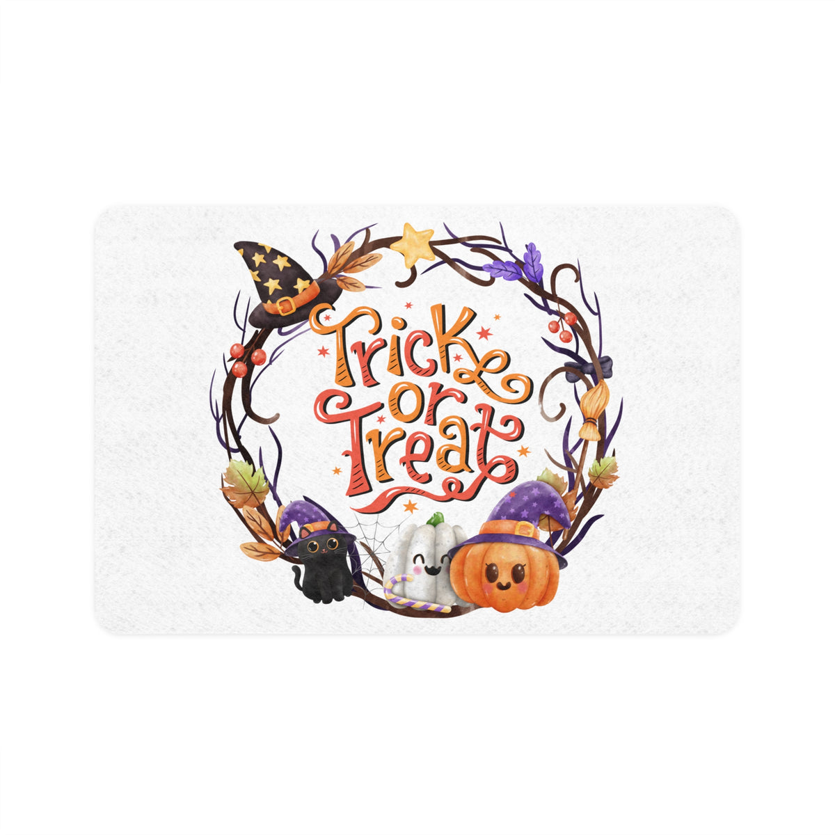 Trick or Treat Halloween Wreath Pet Food Mat