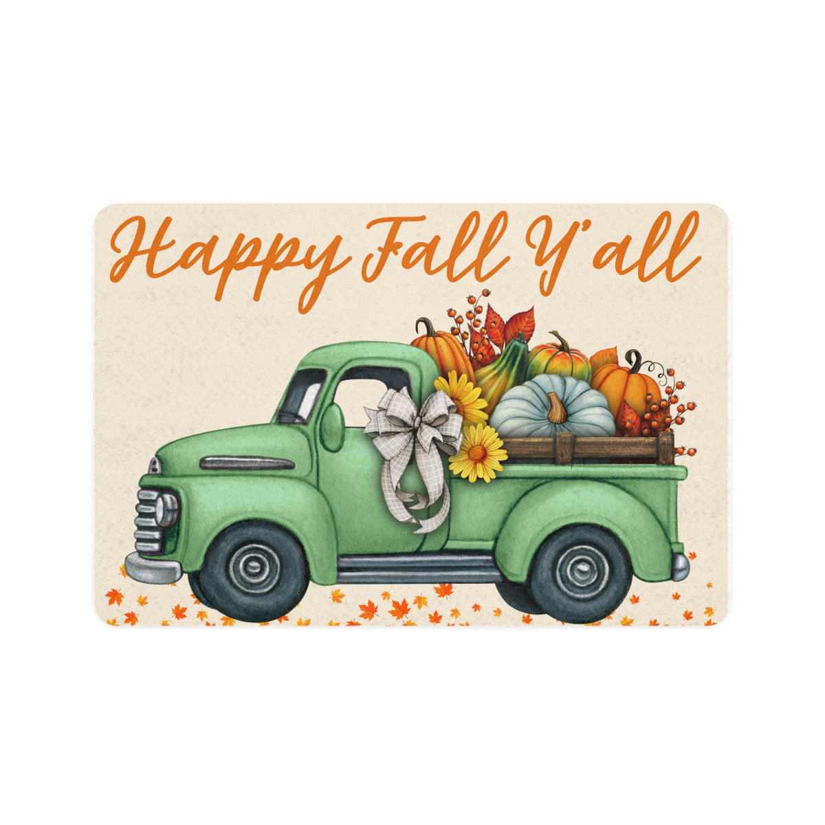 Happy Fall Y'all Truck Pet Food Mat