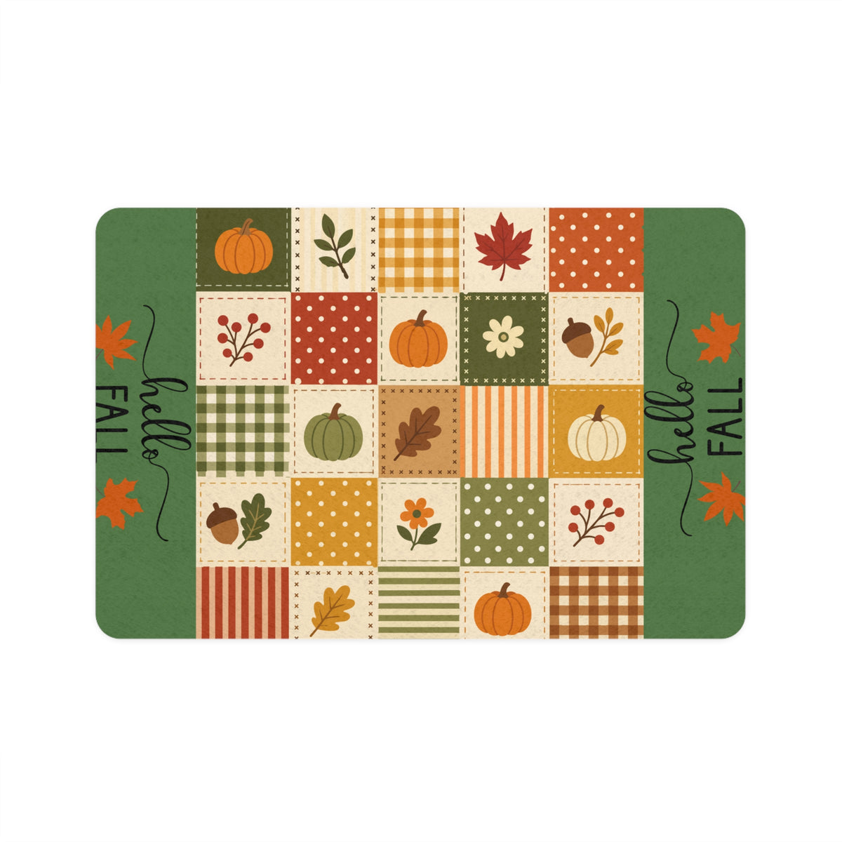 Hello Fall Pumpkin Patch Work Feeding Mat