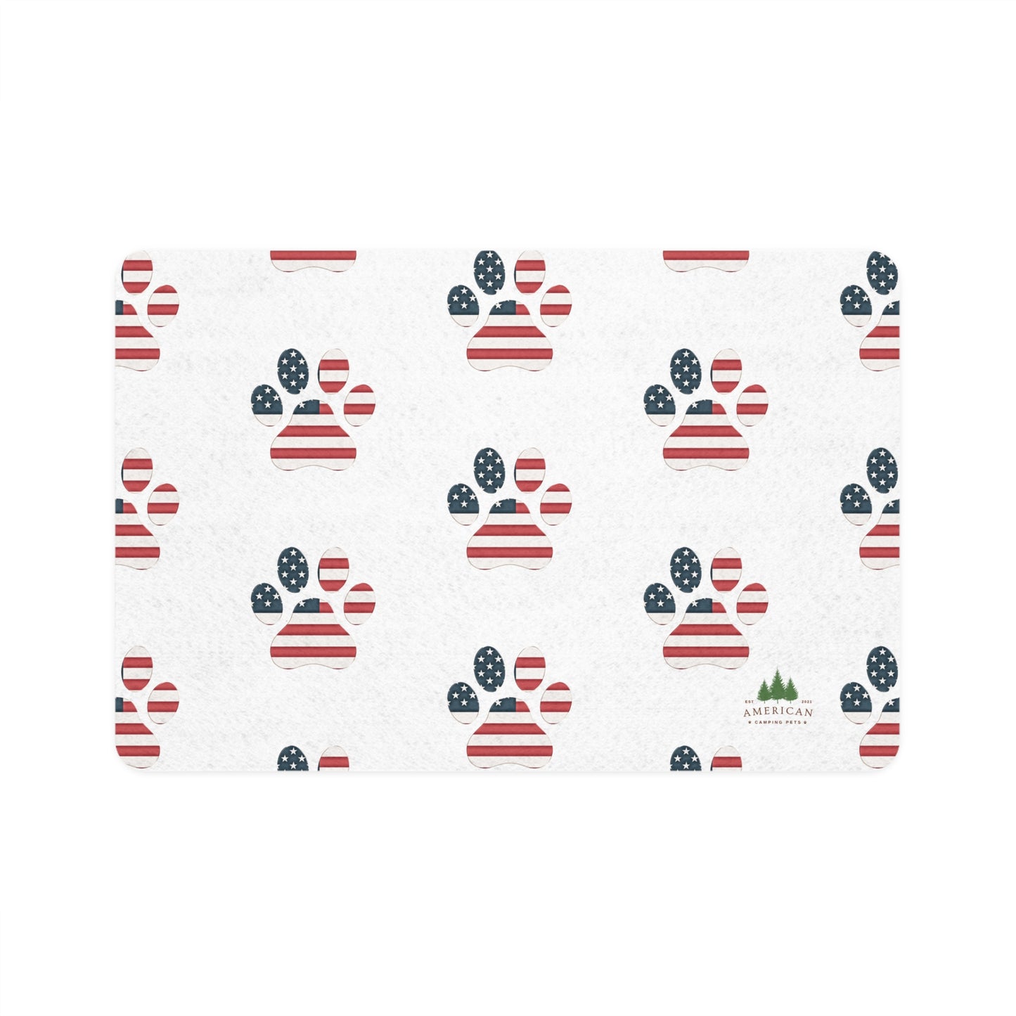 American Flag Paw Print Pet Food Mat
