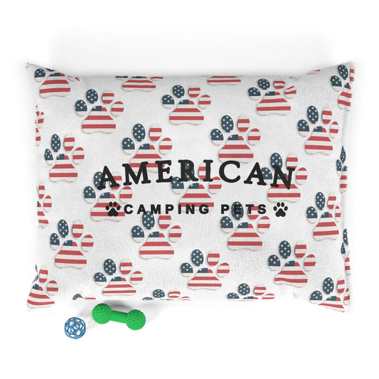 American Flag Paw Print Pet Bed | Patriotic Dog Cat Bed