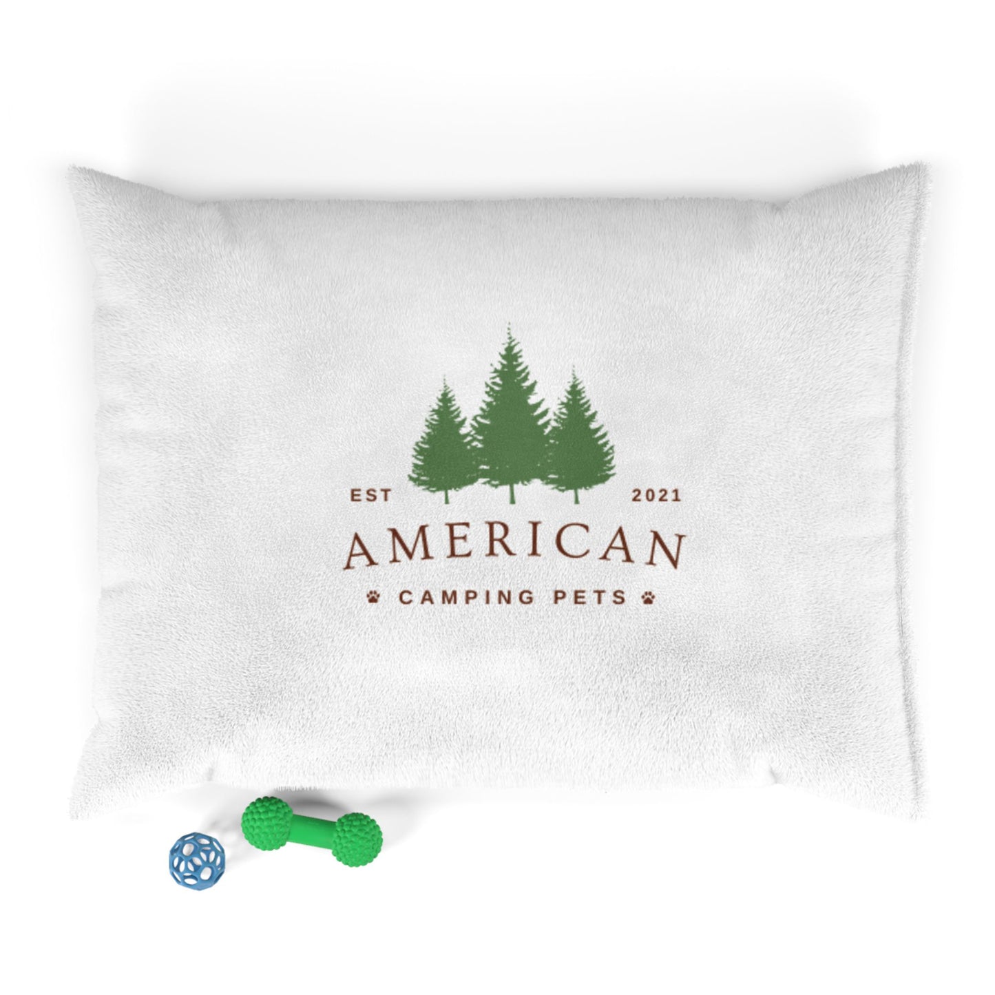 American Camping Pets Pet Bed | Pine Tree Logo, Outdoor Adventure Design