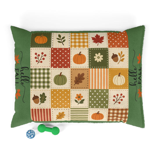 Hello Fall Patchwork Pumpkin Pet Bed