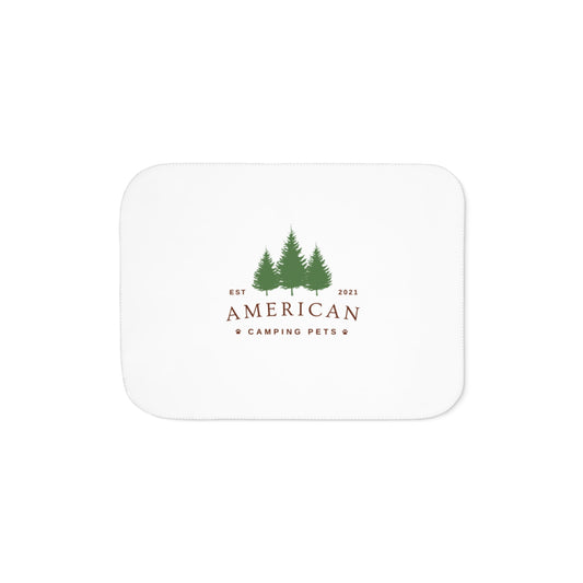 American Camping Pets Sherpa Blanket | Classic American Camping Pets Logo, Two-Tone