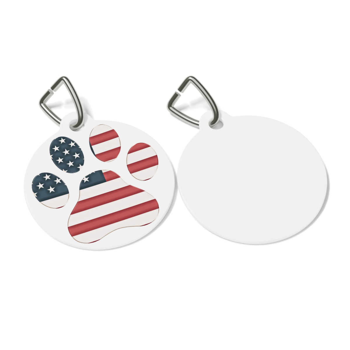 American Flag Paw Print Pet Tag
