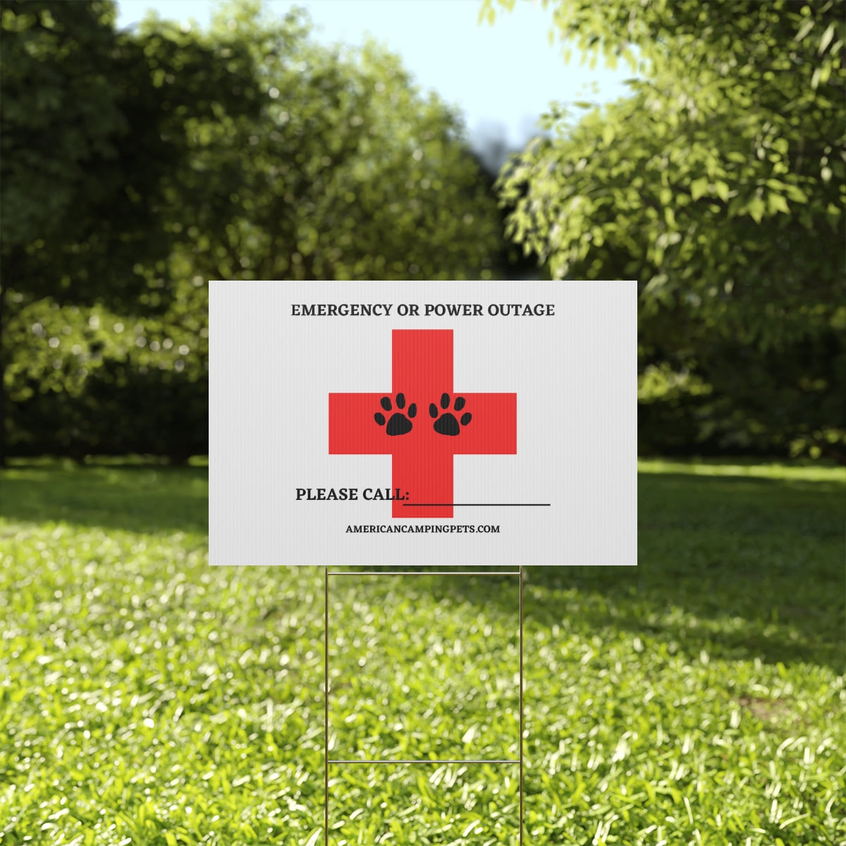 Pet Emergency Safety Campsite Sign