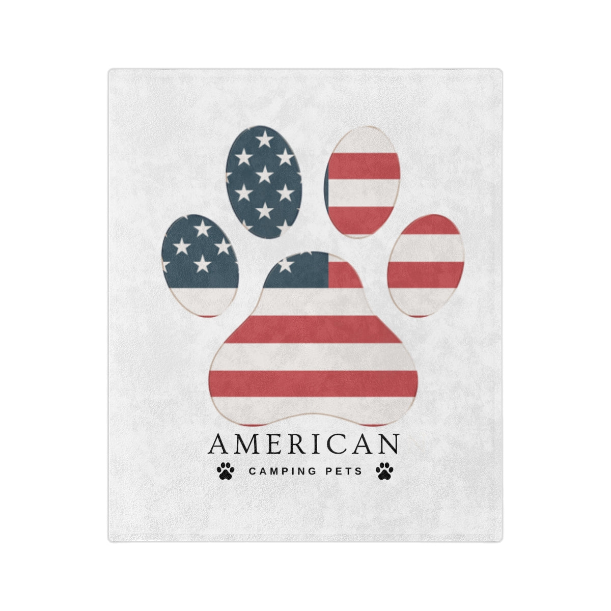 American Camping Pets - American Flag Paw Print Blanket | Velveteen Microfiber Blanket